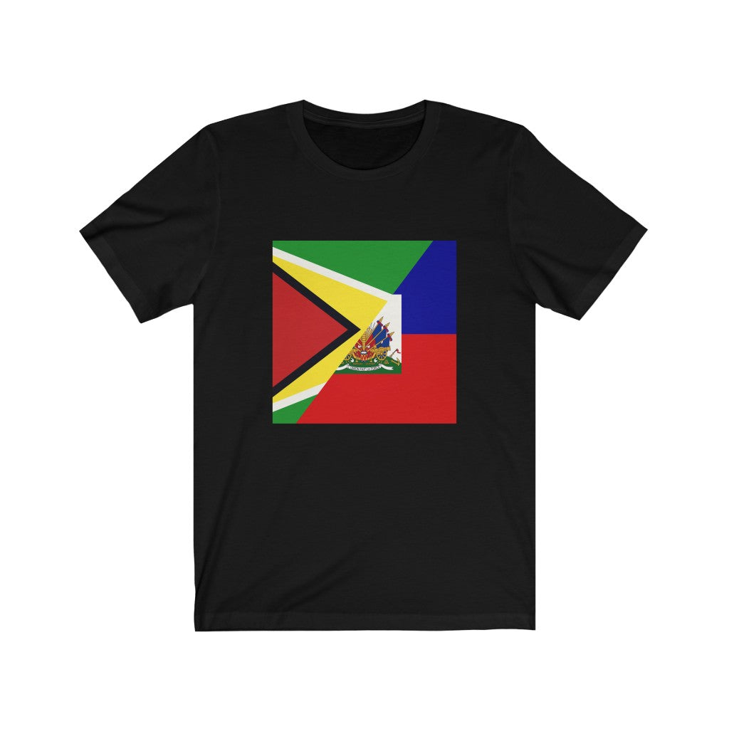 Half Haitian Guyanese Flag Tee | Haiti Guyana Shirt