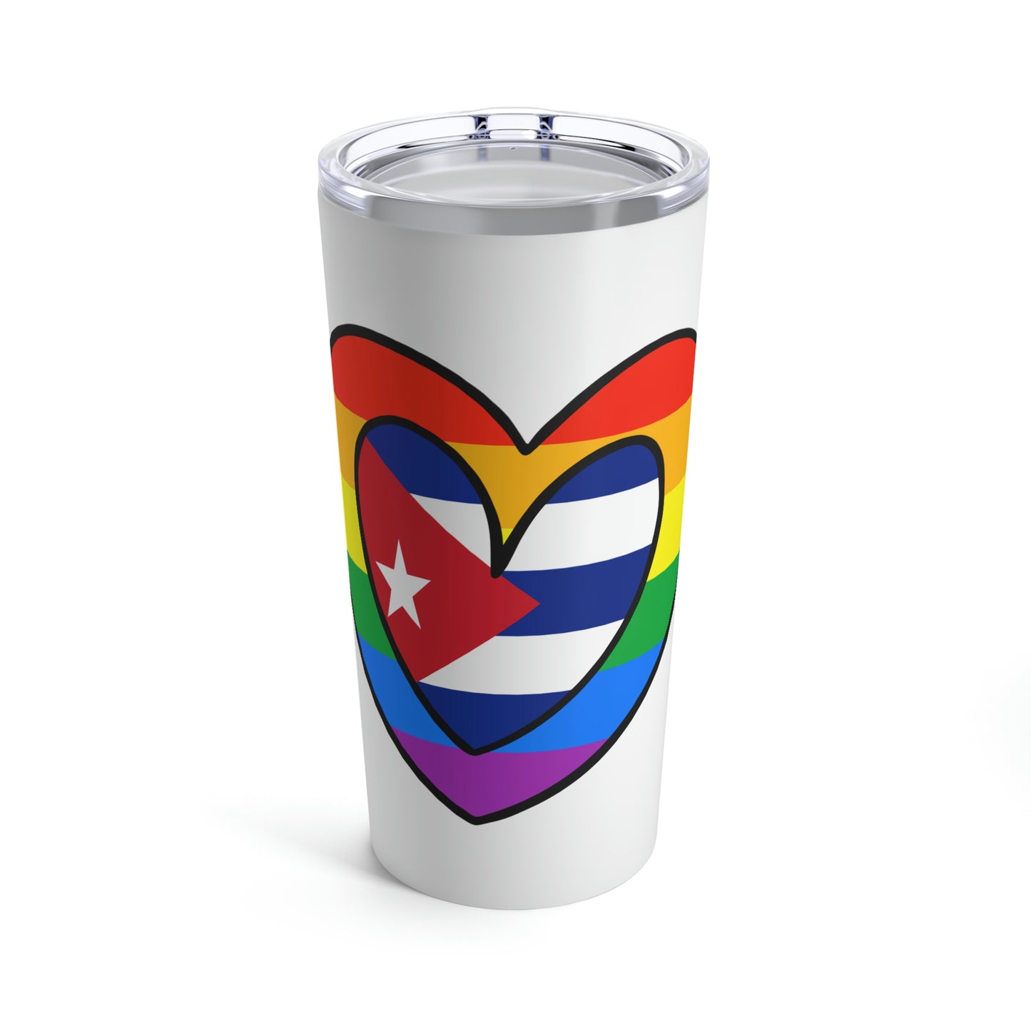 Cuban Rainbow Flag Heart Cuba Pride Month Tumbler 20oz