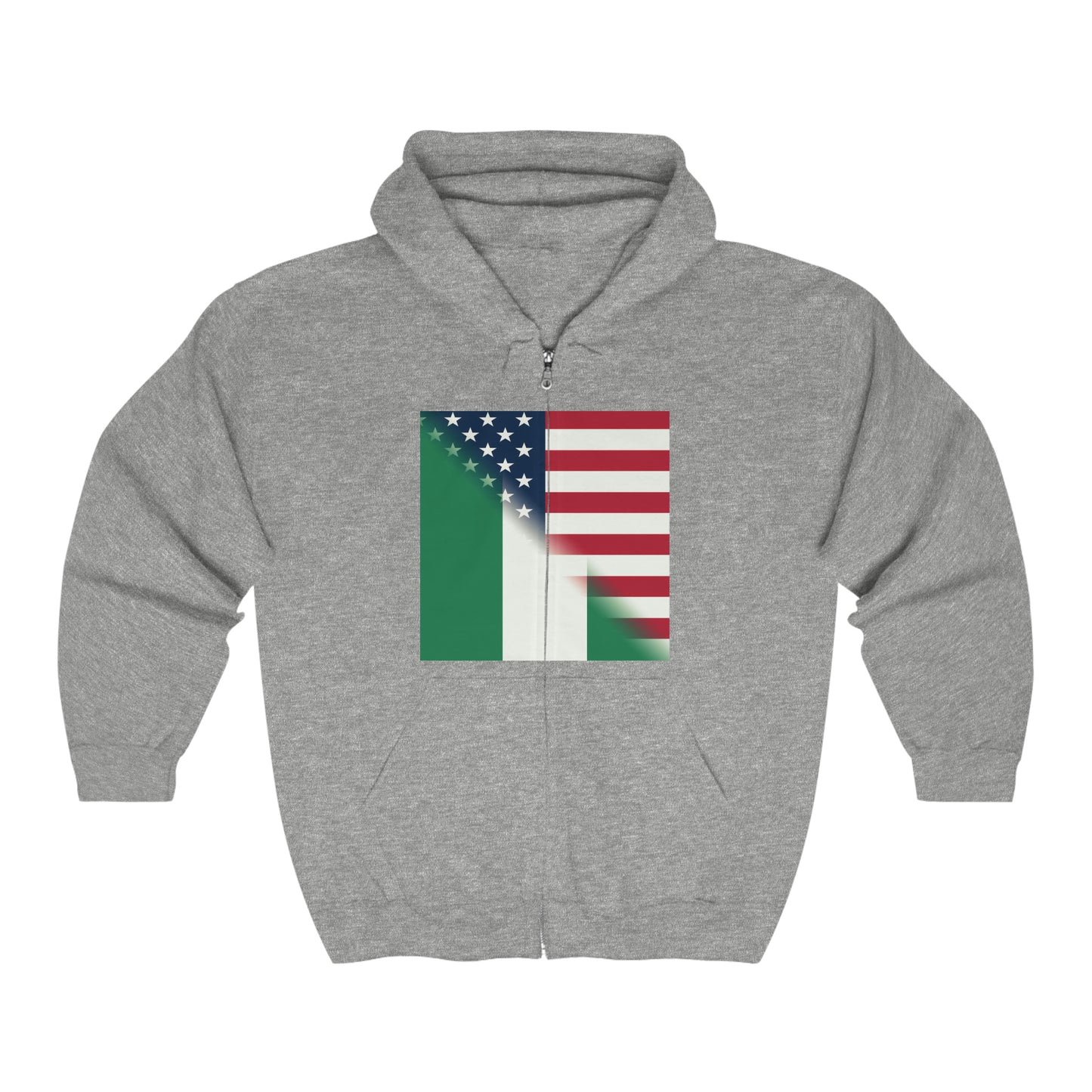 Nigeria America Flag | United States Half Nigerian Zip Hoodie | Hooded Sweatshirt