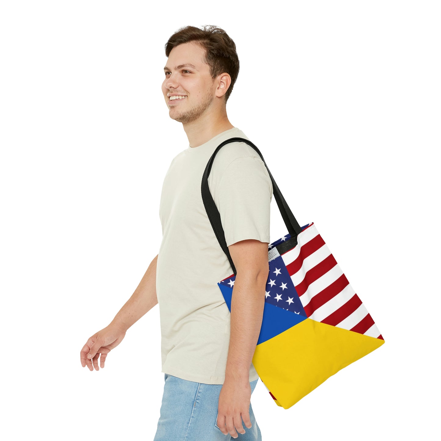 Ukrainian American Flag | Half Ukraine USA Tote Bag | Shoulder Bag
