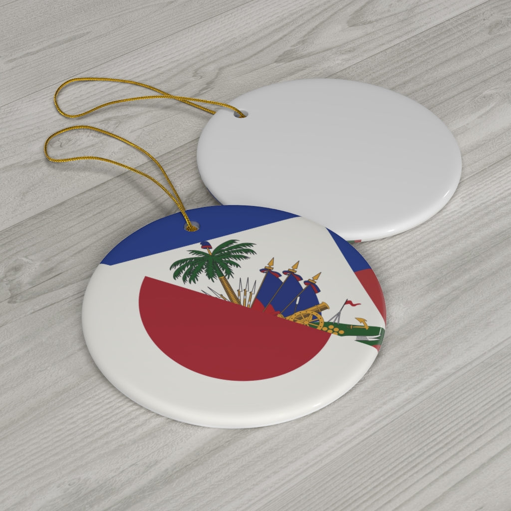 Japanese Haitian Flag Ceramic Ornaments | Japan Haiti Christmas Tree