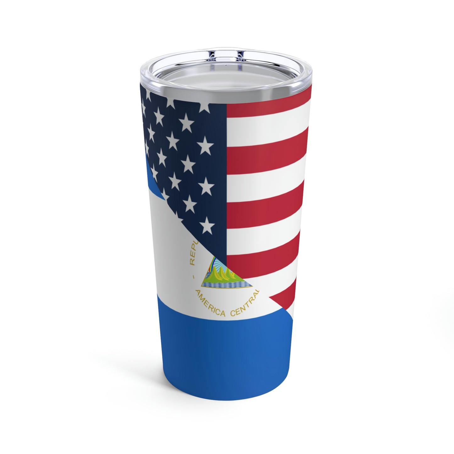 Nicaraguan American Flag Half Nicaragua USA Tumbler 20oz Beverage Container