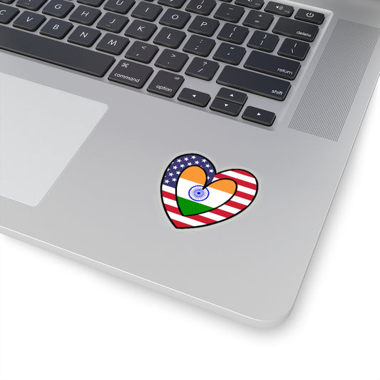 Indian American Asian Flag Inner Heart Sticker | USA India Accessory