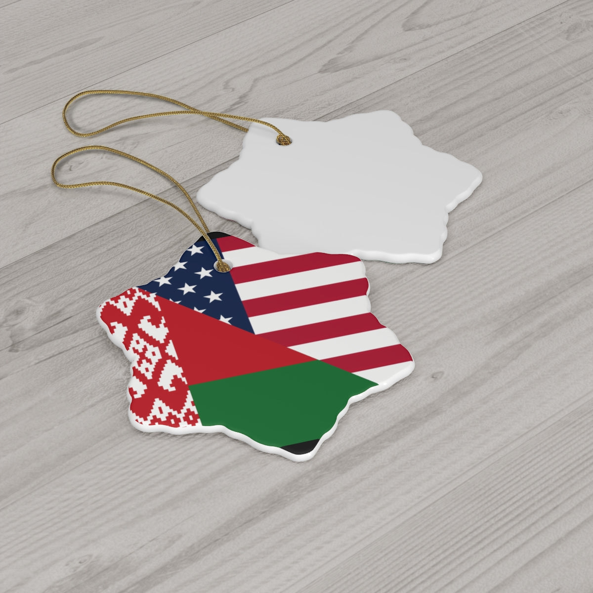 Belarus American Flag Ceramic Ornaments | Belarusian USA Christmas Tree