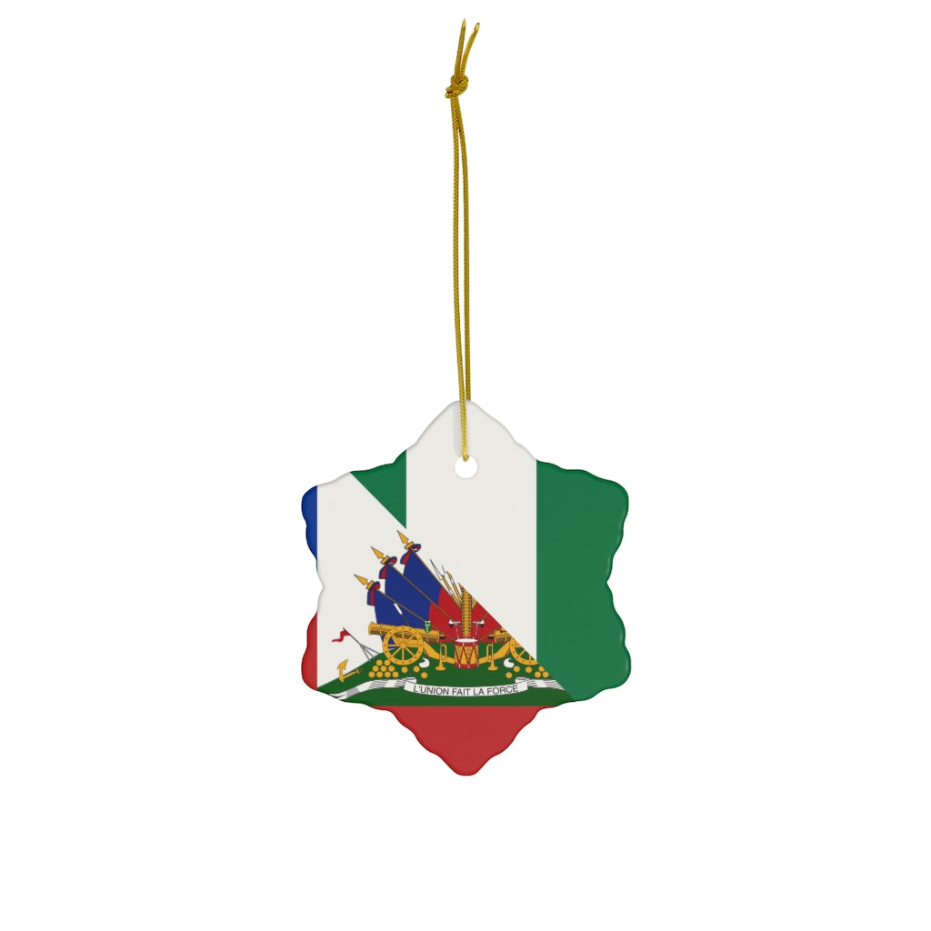 Haiti Nigeria Flag Ceramic Ornaments | Haitian Nigerian Naija Christmas Tree