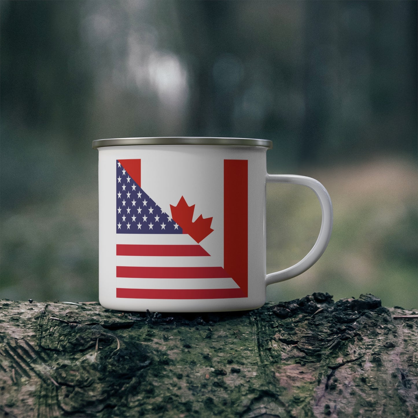 Canadian American Flag Canada USA 12oz Enamel Mug