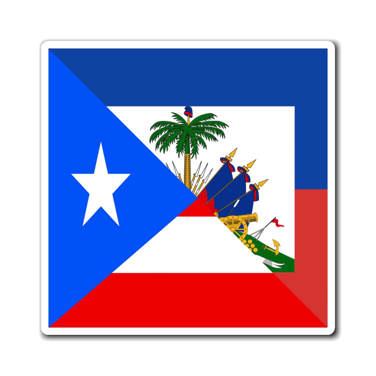 Puerto Rican Haitian Flag Half PR Haiti Magnet