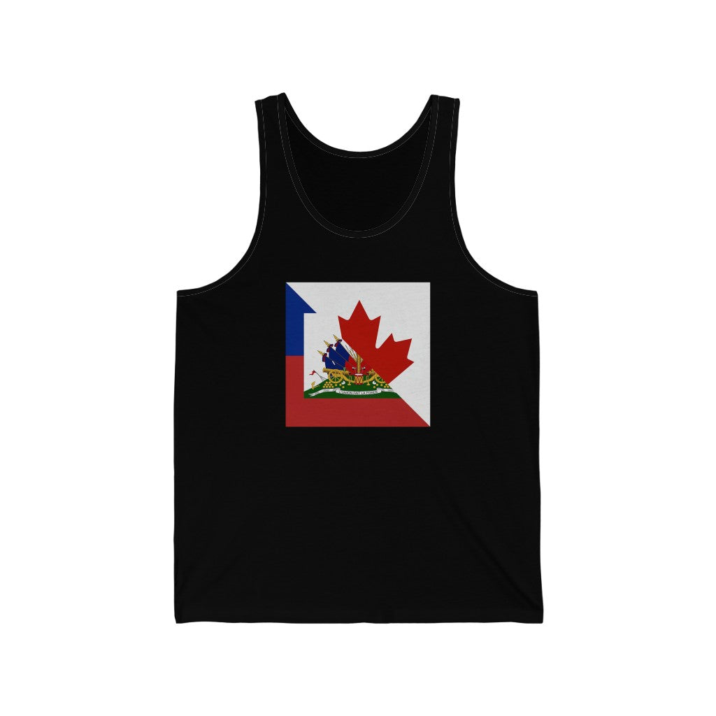 Half Haitian Canadian Flag Tank Top | Haiti Canada Beater