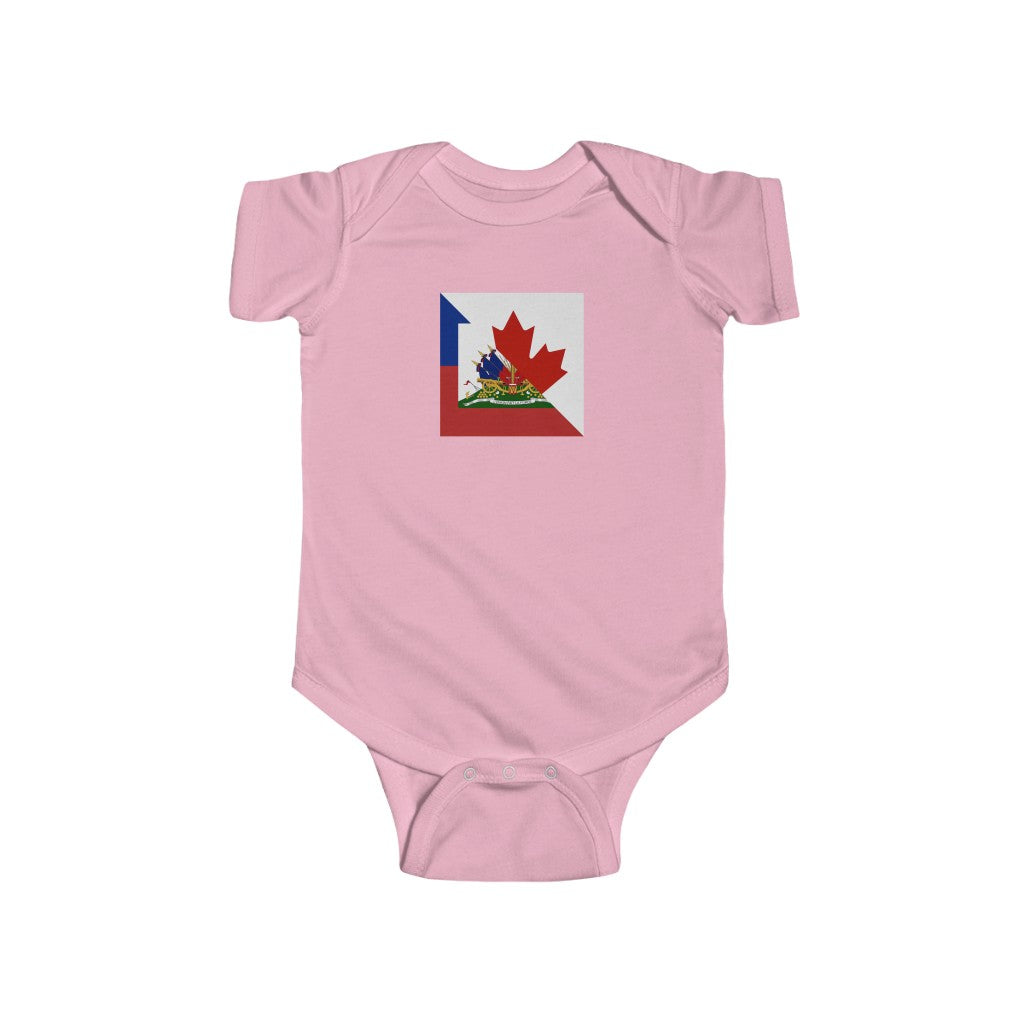 Half Haitian Canadian Flag Baby Bodysuit | Haiti Canada Clothes