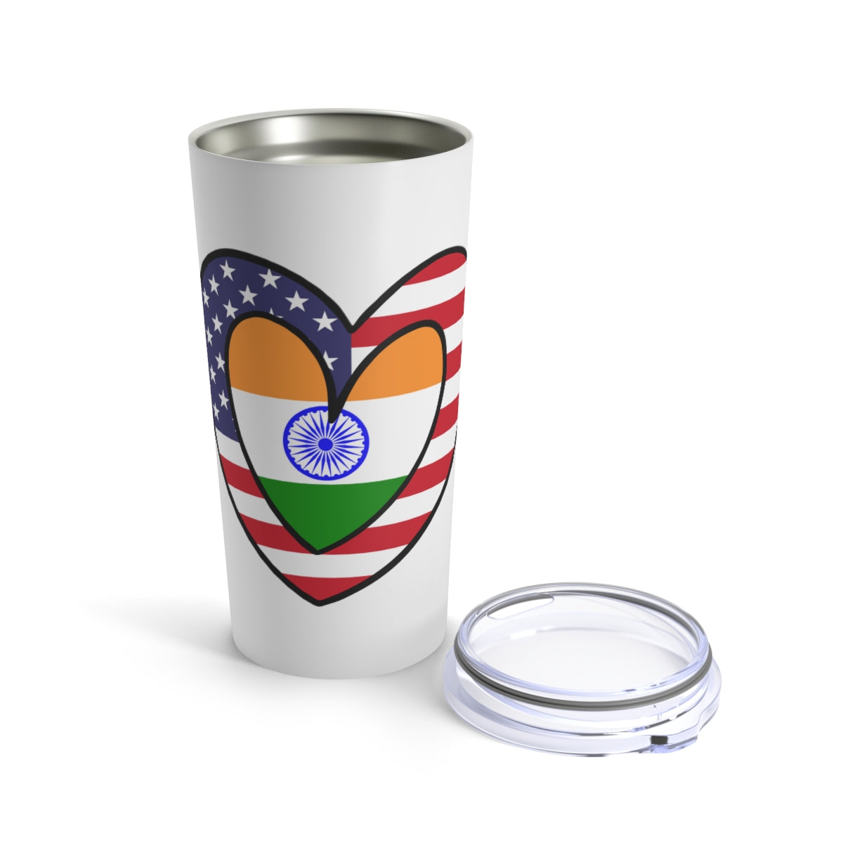 American Asian Indian Flag Inner Heart USA India Tumbler 20oz