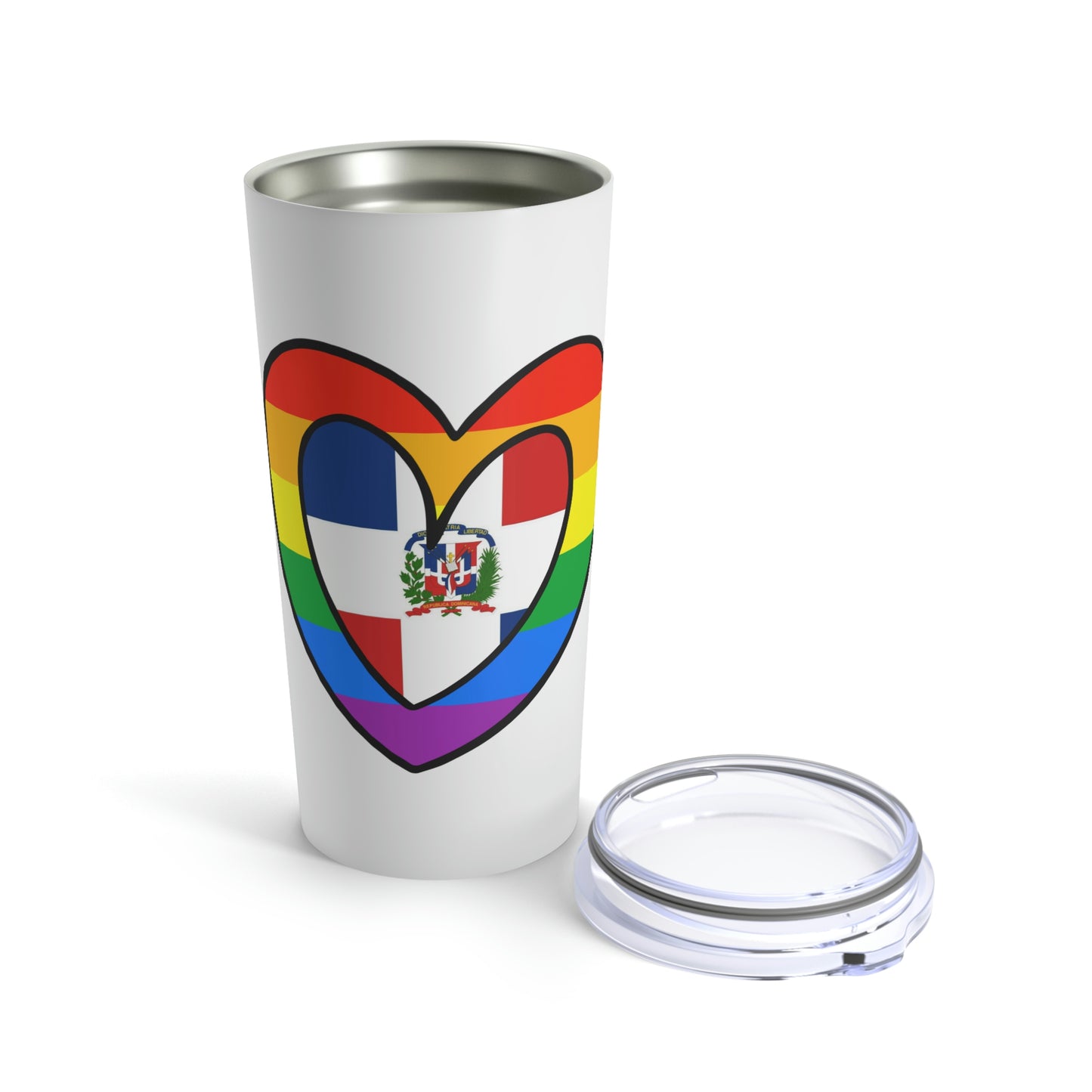 Dominican Rainbow Flag Heart Valentines Day Gift DR Pride Month Tumbler 20oz