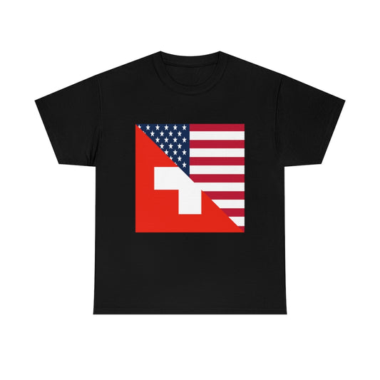 Swiss American Flag Tee Shirt | Unisex Switzerland USA Tshirt