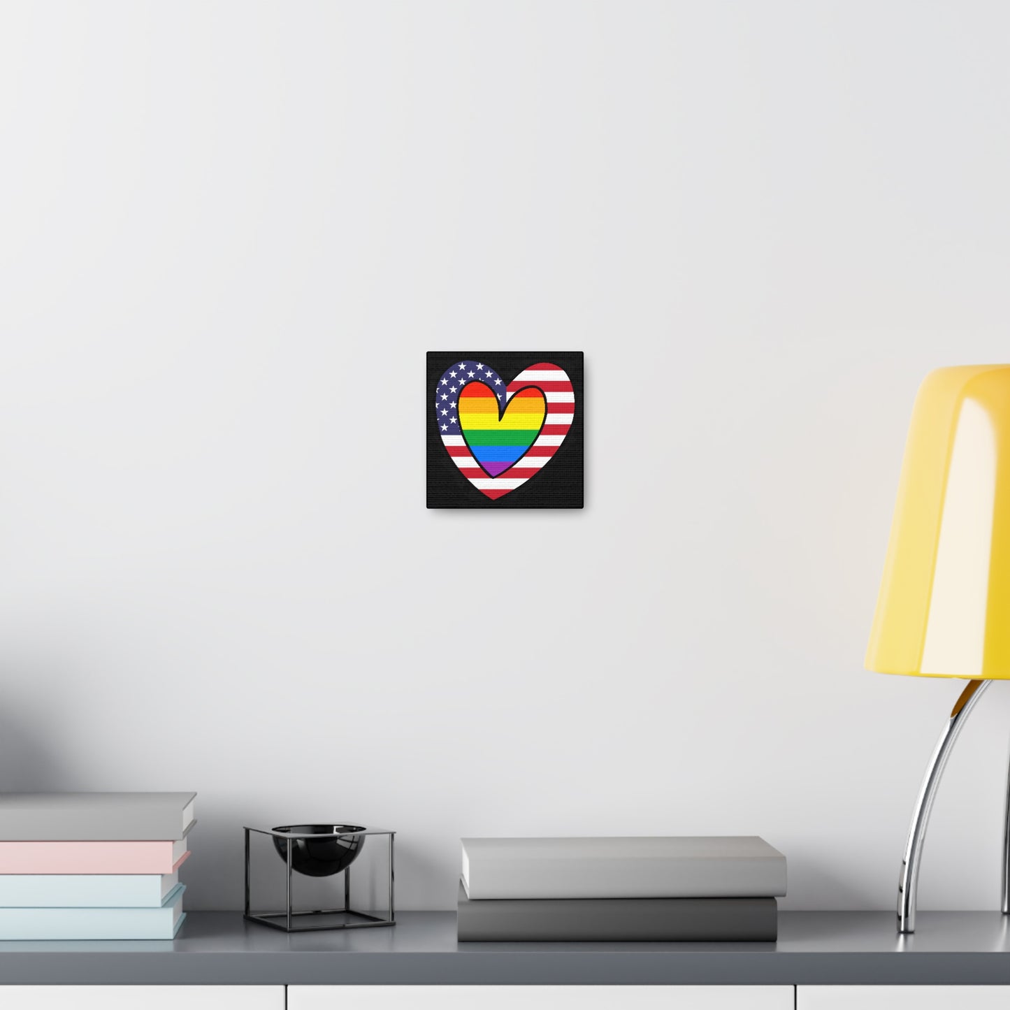 Rainbow American Flag Heart Pride Parade Canvas Gallery Wraps | Wall Art