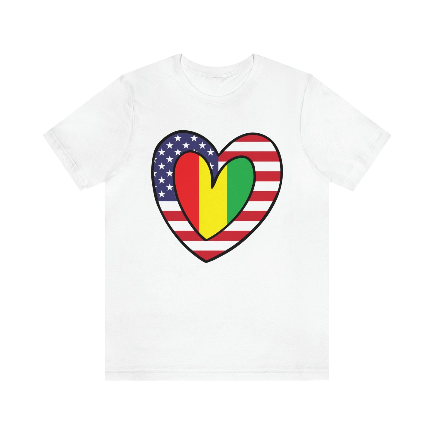 Guinean American Heart Valentines Day Gift Tee Shirt | Guinea USA Flag Wedding T-Shirt