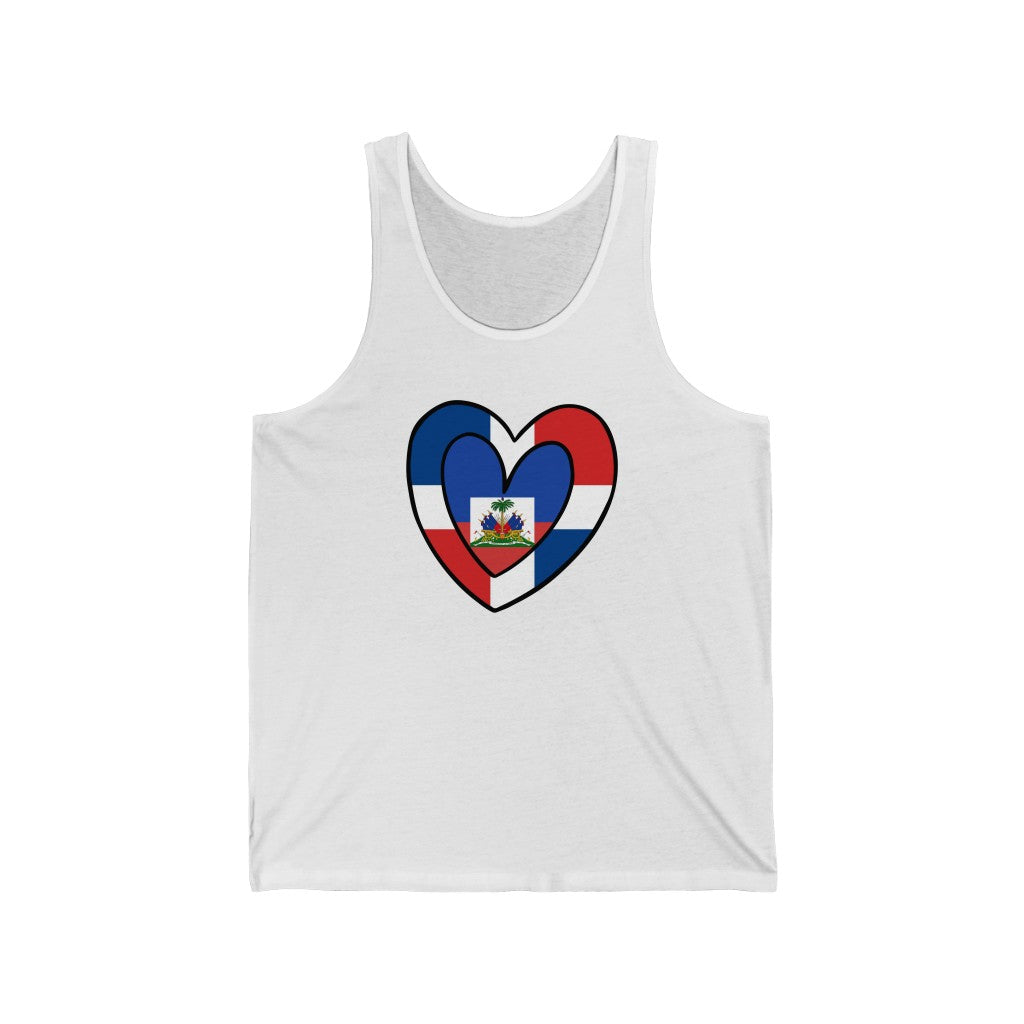 Dominican Haitian Flag Inner Heart Tank Top | Unisex DR Republic Haiti