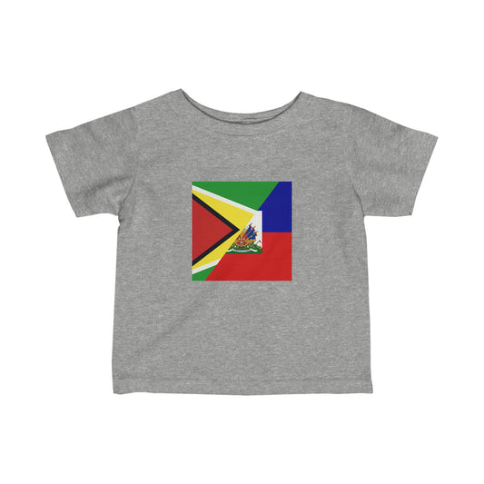 Infant Guyanese Haitian Flag | Half Guyana Haiti Flag Toddler Tee Shirt