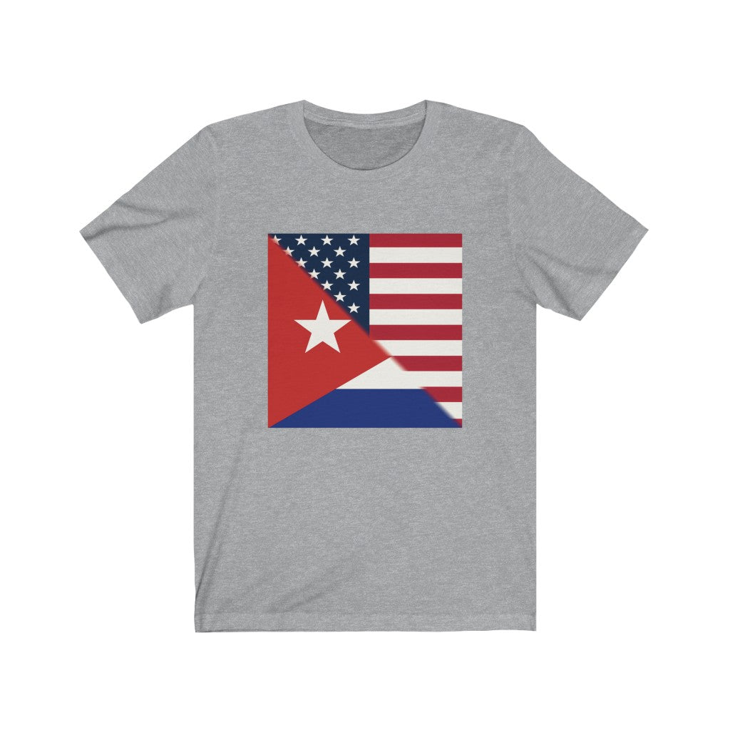 Half Cuba America Flag T-Shirt | USA Cuban Apparel Ships from US