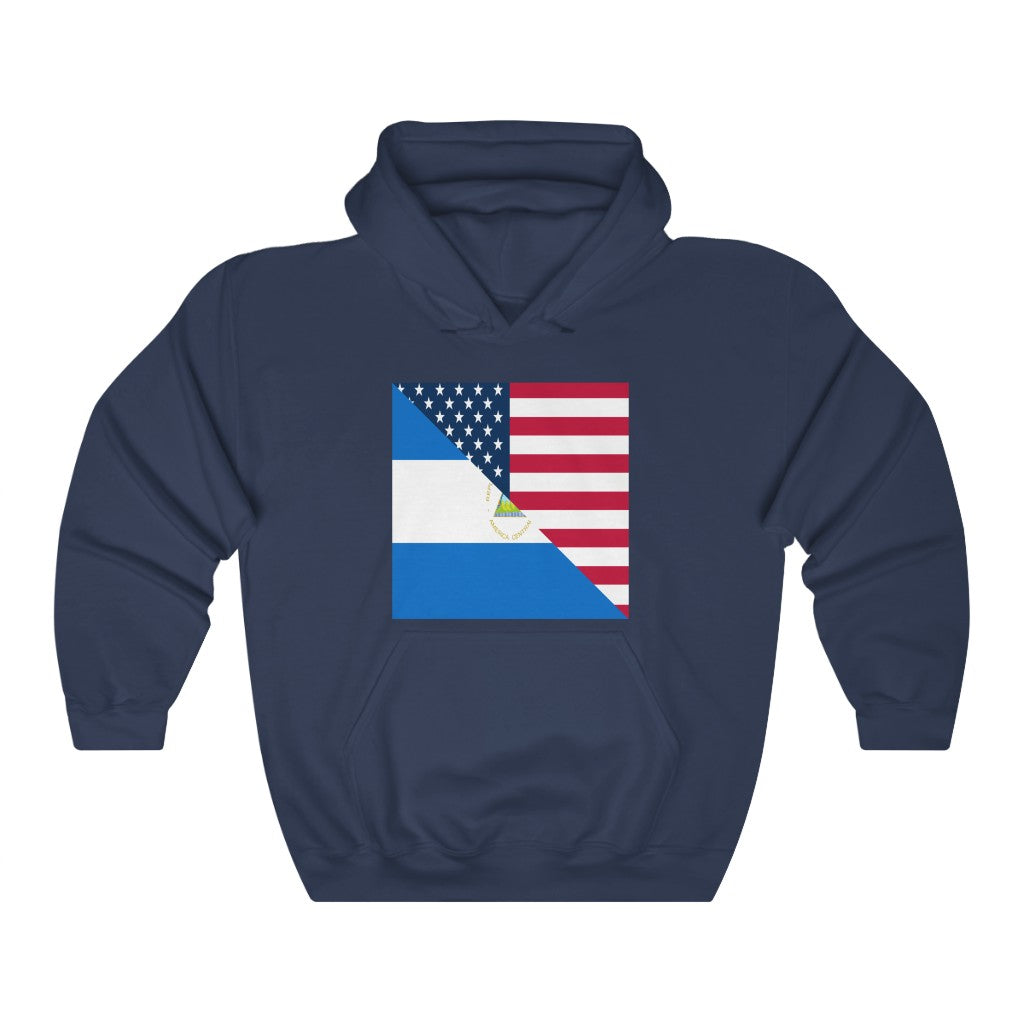 Nicaraguan American Flag Hoodie  | Unisex Half Nicaragua USA Pullover