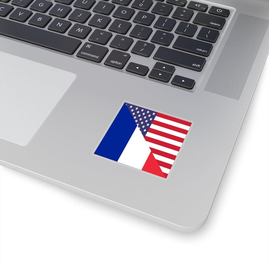 French American Flag Sticker | France USA Stickers