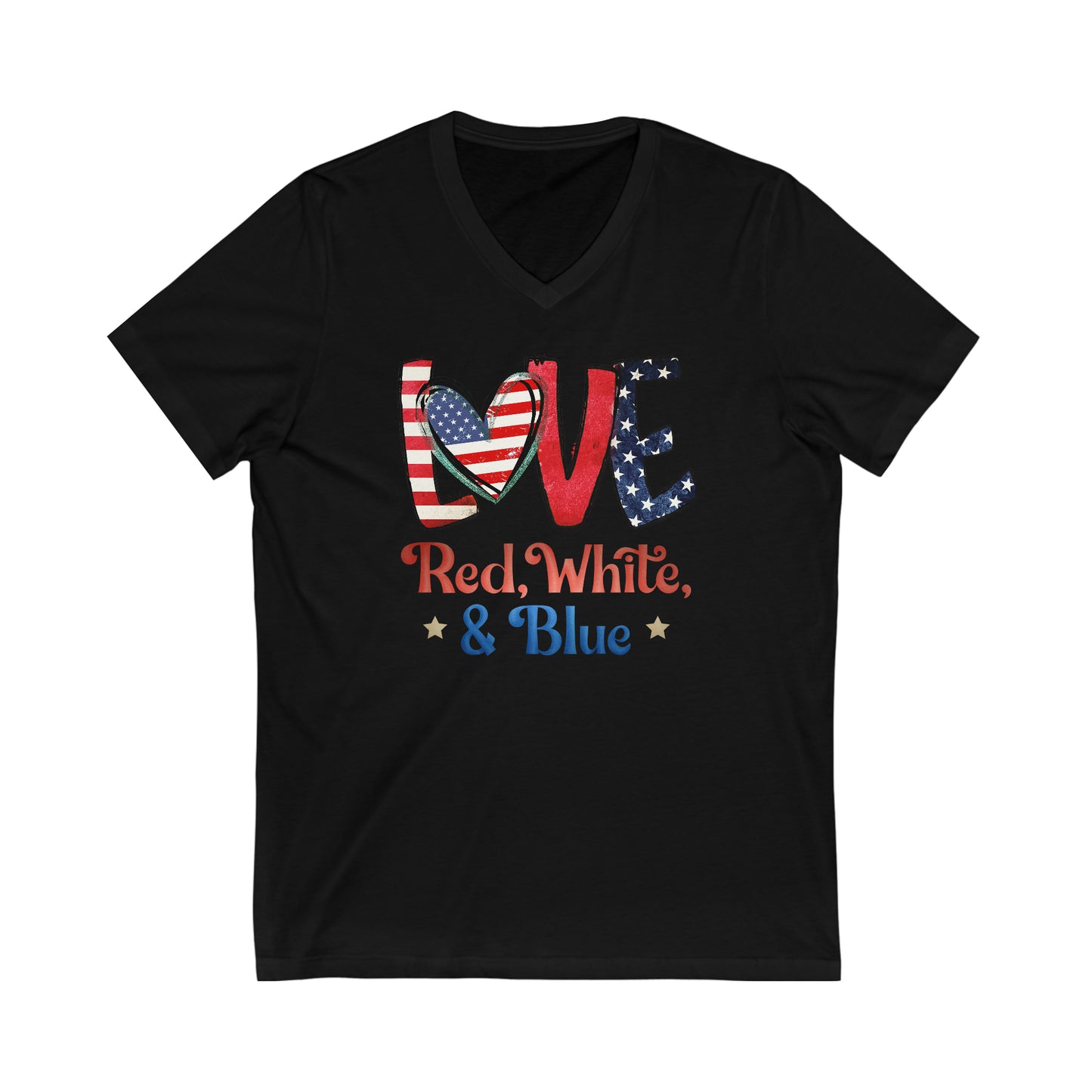 Love Red White And Blue V-Neck T-Shirt | Unisex Vee Shirt