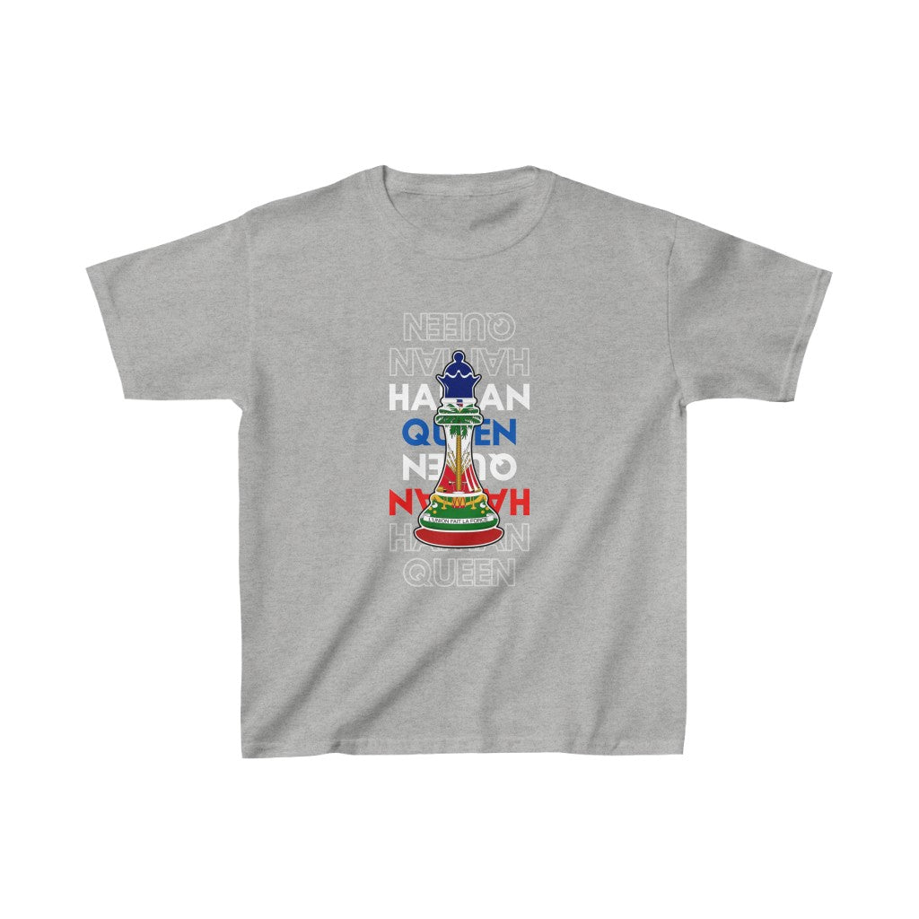 Kids Haitian Queen Chess Piece Text | Haiti Flag T-Shirt | Unisex Tee Shirt