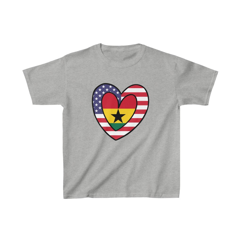 Kids American Ghanaian Flag Inner Heart USA Ghana  T-Shirt | Unisex Tee Shirt