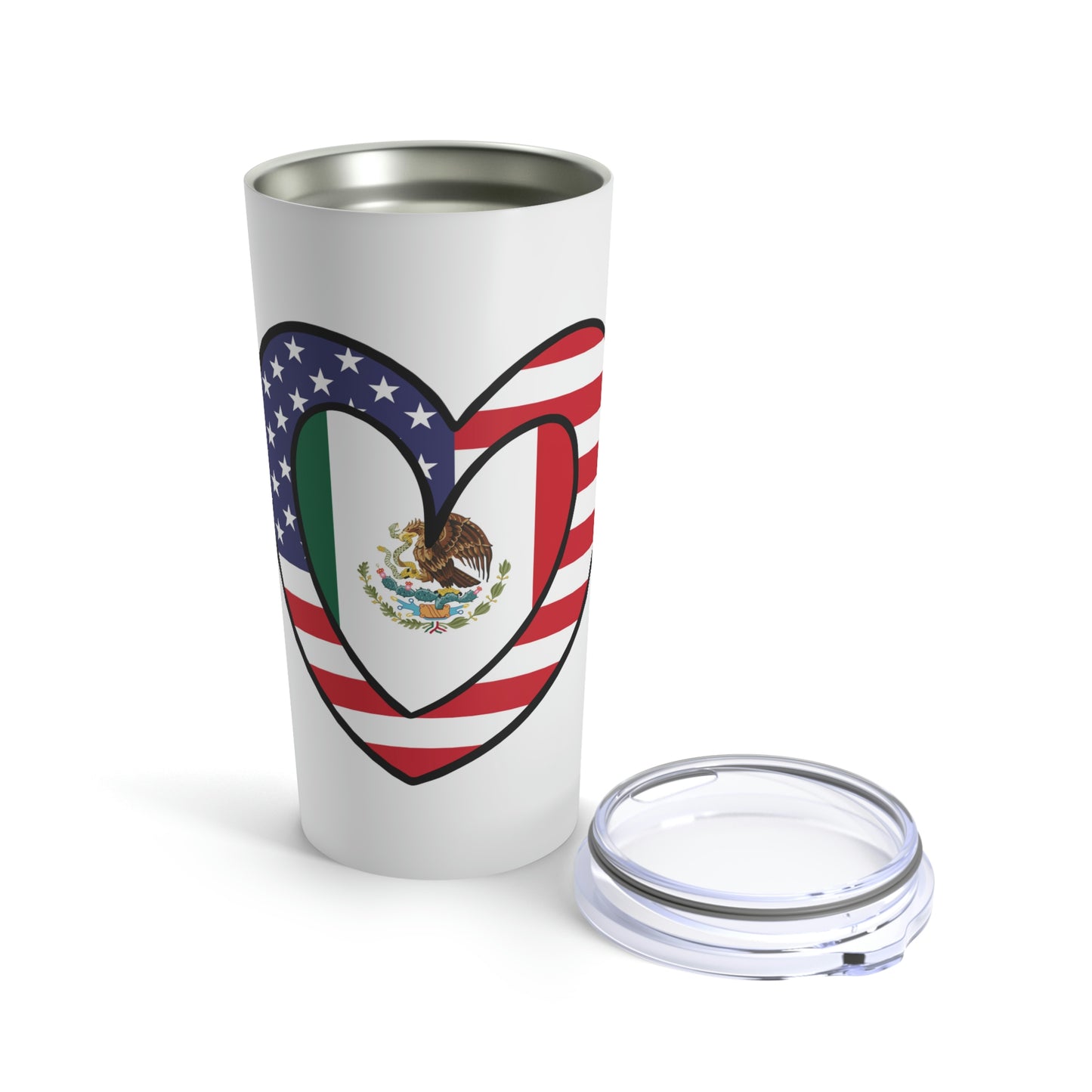 American Mexican Flag Heart Valentines Day Gift USA Mexico  Tumbler 20oz