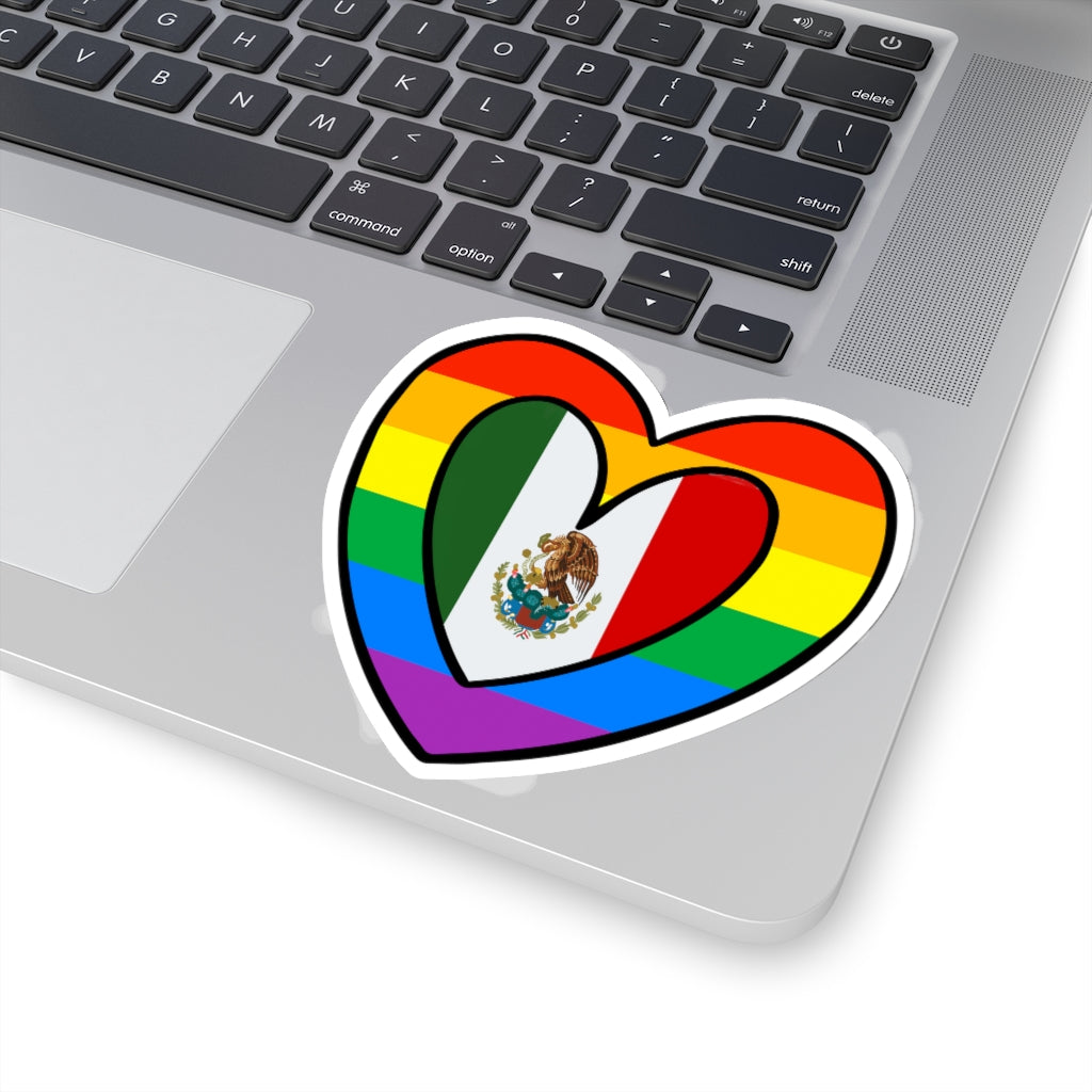 Mexican Pride Rainbow Flag Heart Sticker | Mexico Pride Month Accessory