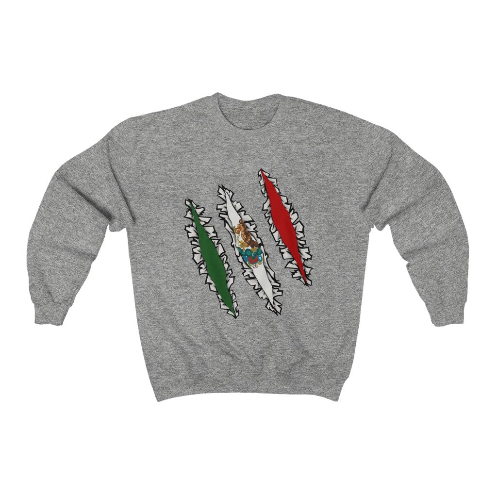 Slashed Mexican Flag Sweatshirt | Mexico Men Women Pullover