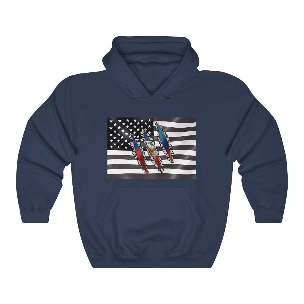 Haitian-American Flag Hoodie | Haiti US Ayiti Men Women Pullover