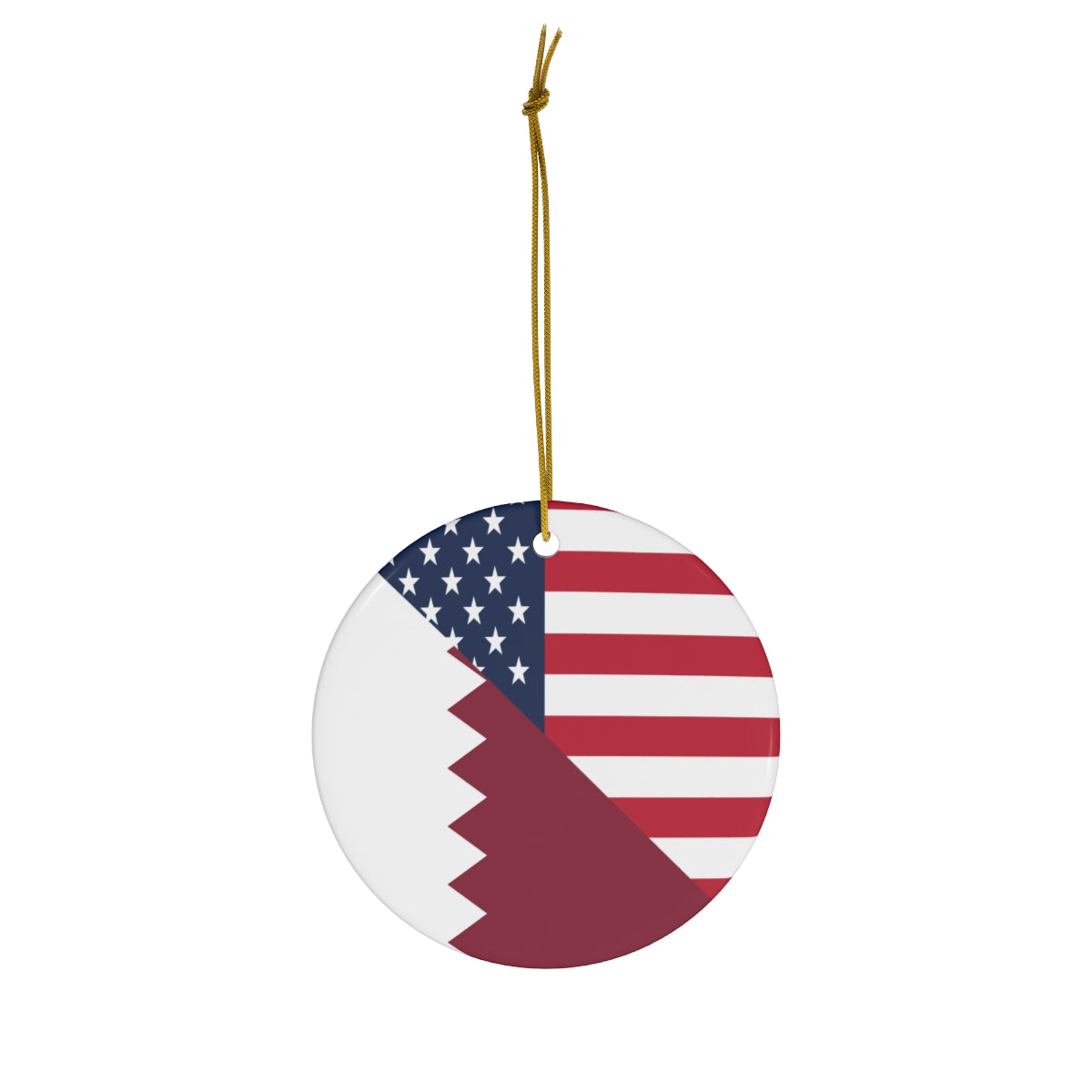 Qatar American Flag Ceramic Ornaments | Qatari USA Christmas Tree