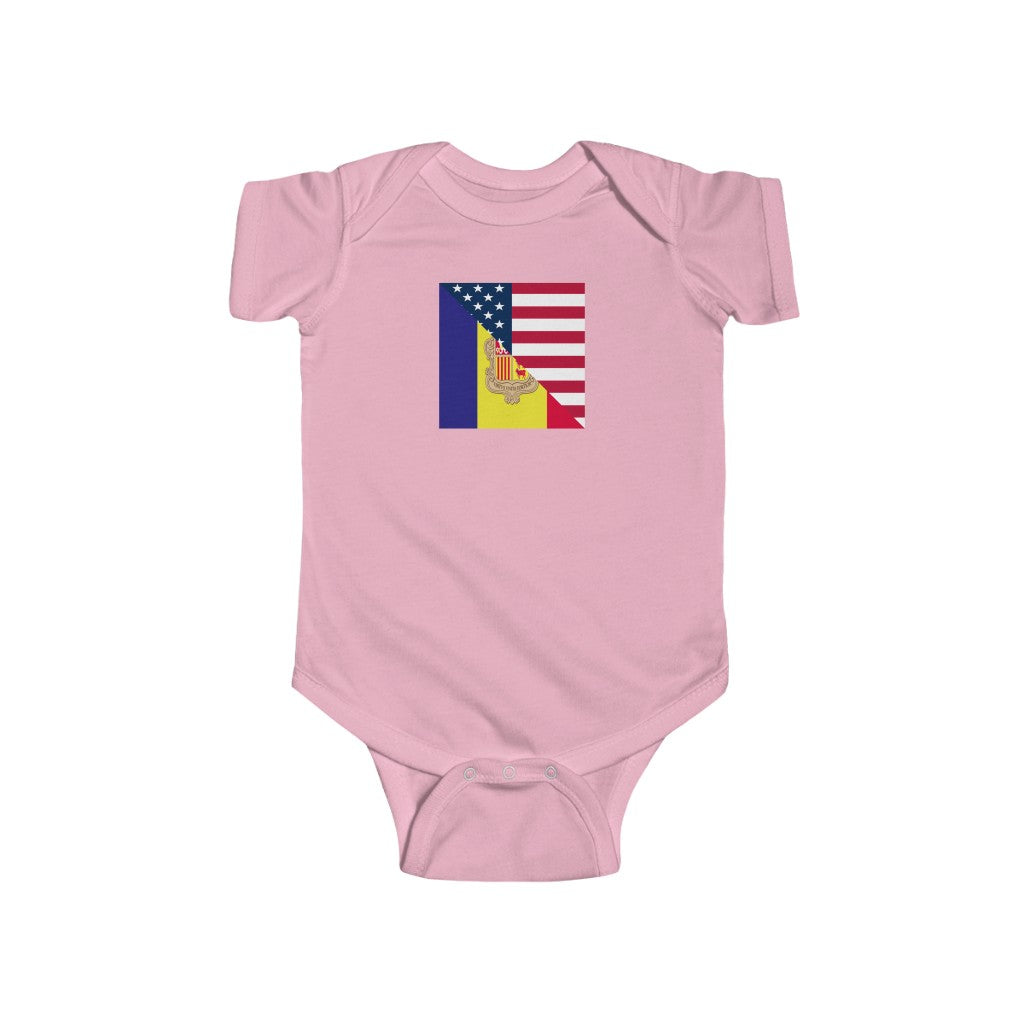 Andorran American Flag Baby Bodysuit | Andorra USA Clothing