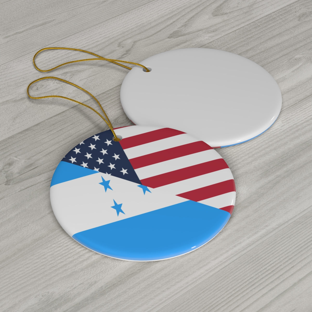 Honduran American Flag Ceramic Ornaments | Honduras USA Holiday Christmas Tree