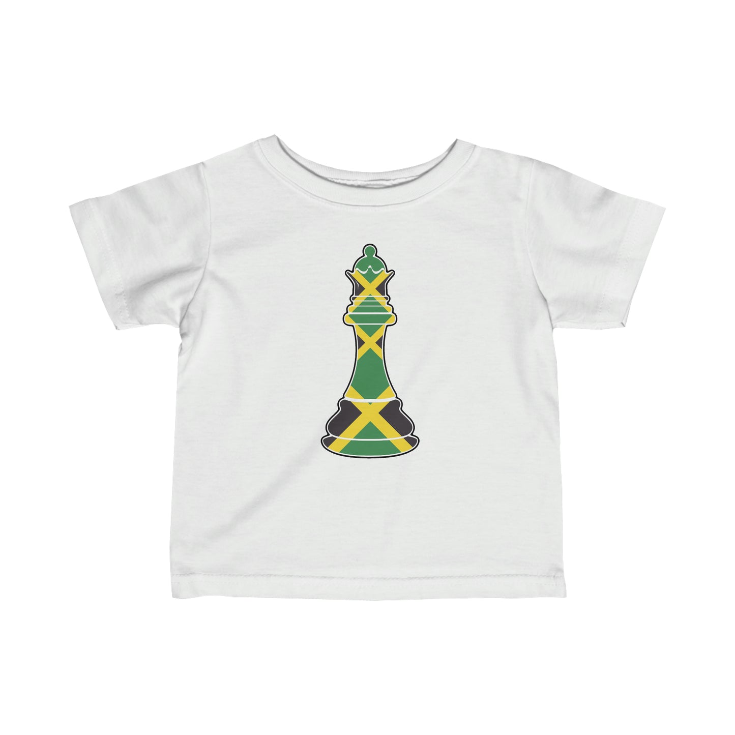 Infant Jamaican Queen Chess Piece | Jamaica Flag Royal Toddler Tee Shirt