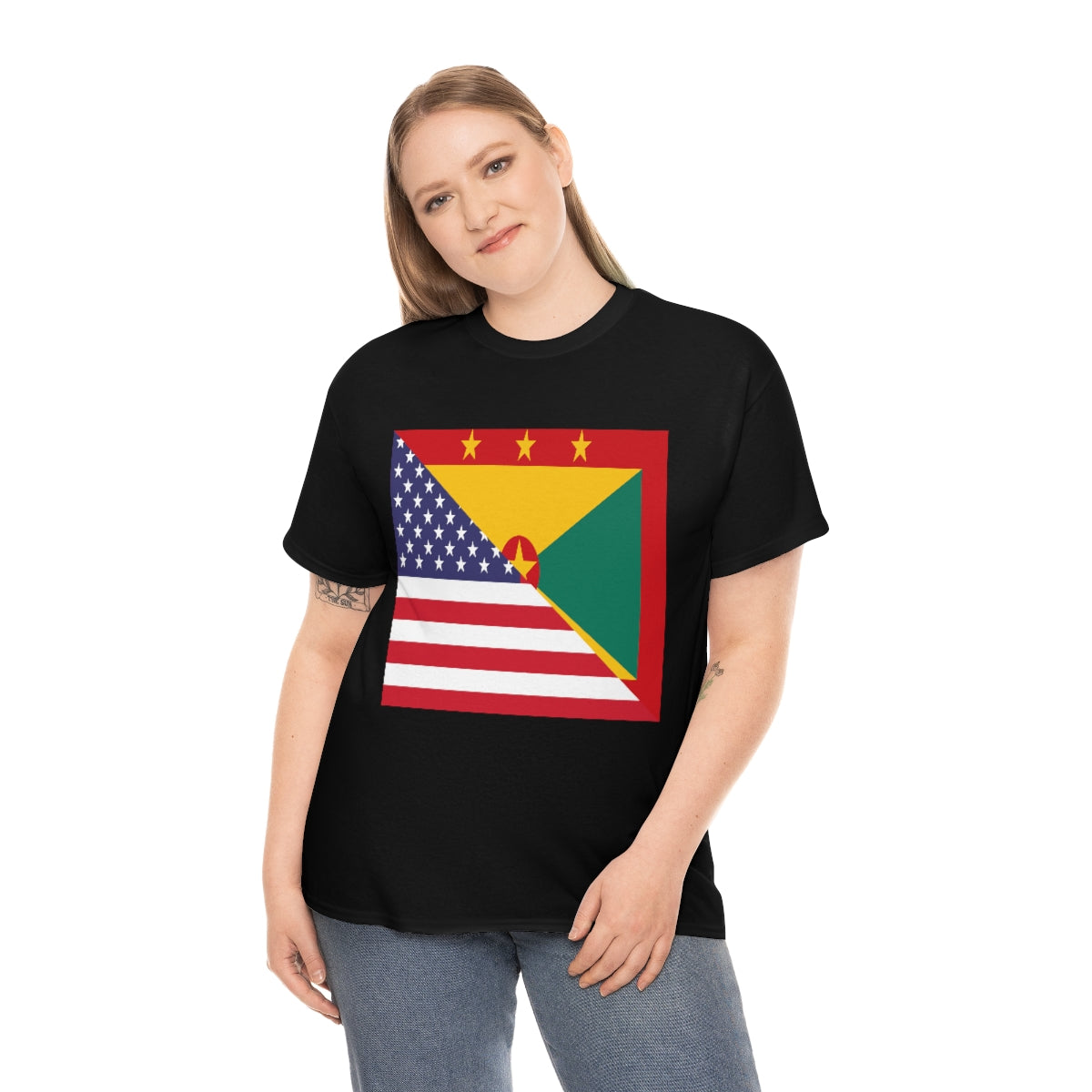 Grenadan American Flag Half Grenada USA T-Shirt | Unisex Tee Shirt