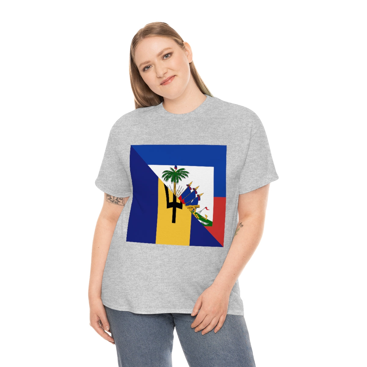 Bajan Haitian Flag Tee Shirt | Unisex Barbados Haiti USA Tshirt