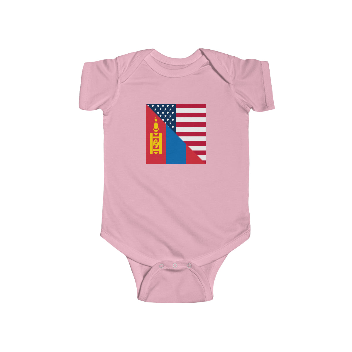 Mongolian American Flag Half Mongolia USA Baby Bodysuit | Newborn Boy Girl