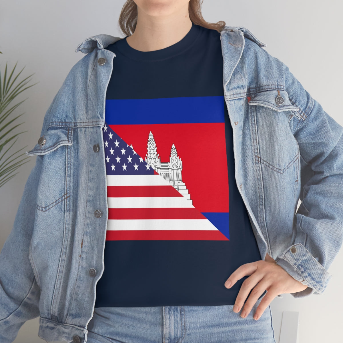 Cambodian American Flag Half Cambodia USA T-Shirt | Unisex Tee Shirt