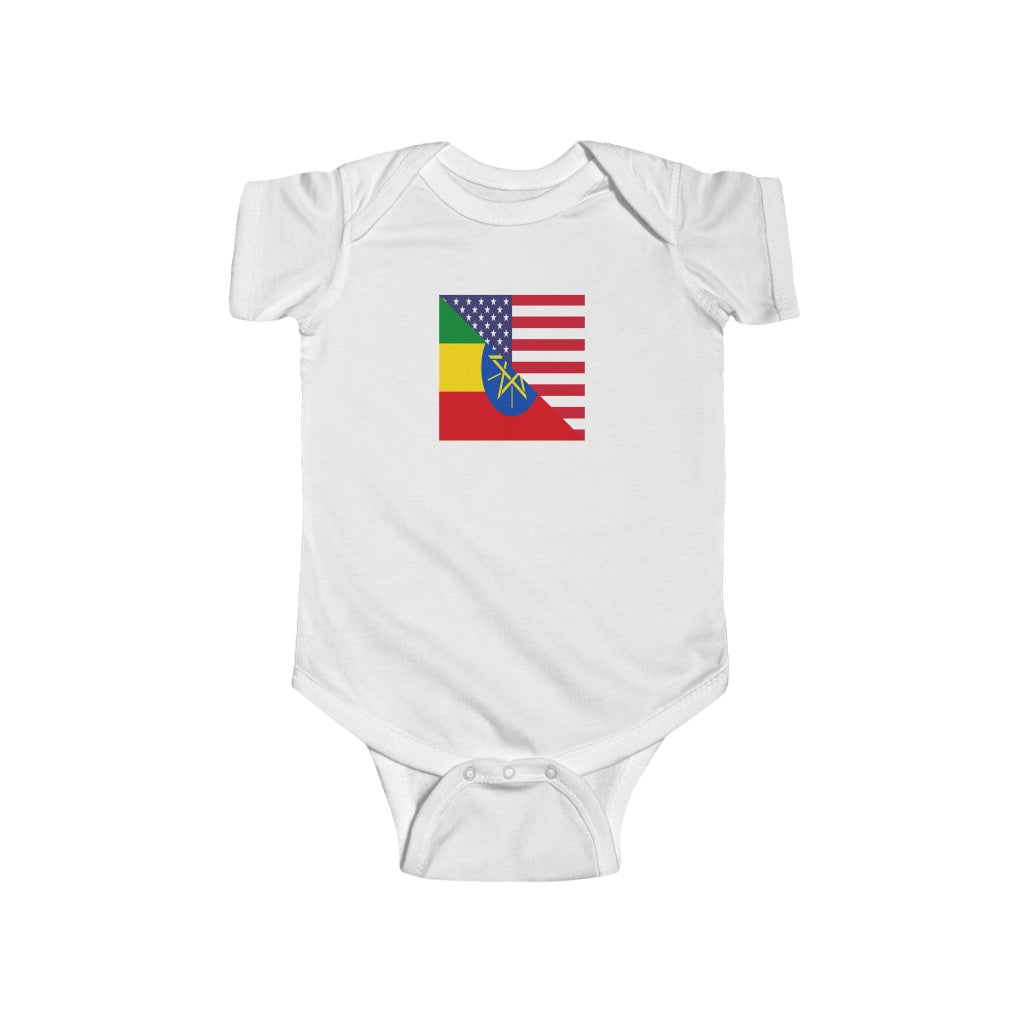 Ethiopian American Flag Baby Bodysuit | Ethiopia Newborn Girl Boy