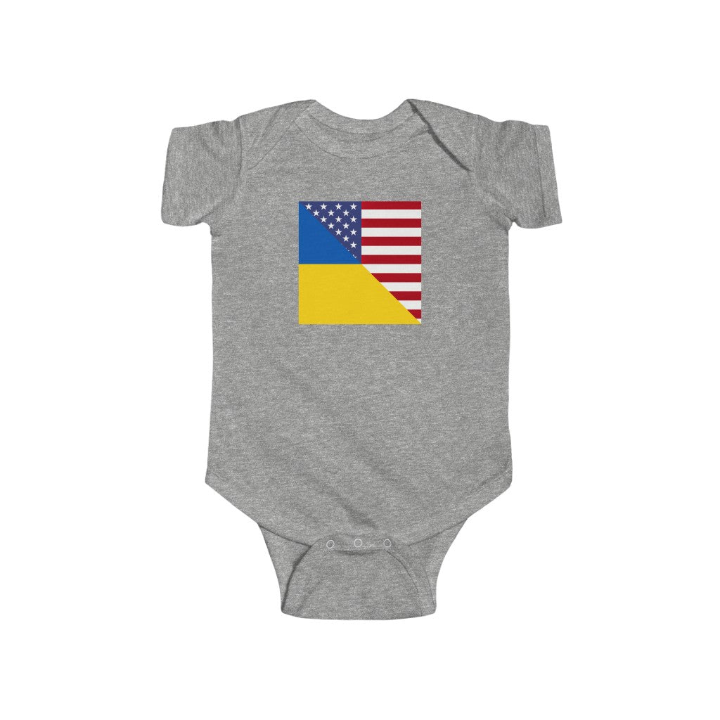 Ukraine America Flag Baby Bodysuit | USA Ukrainian Clothing