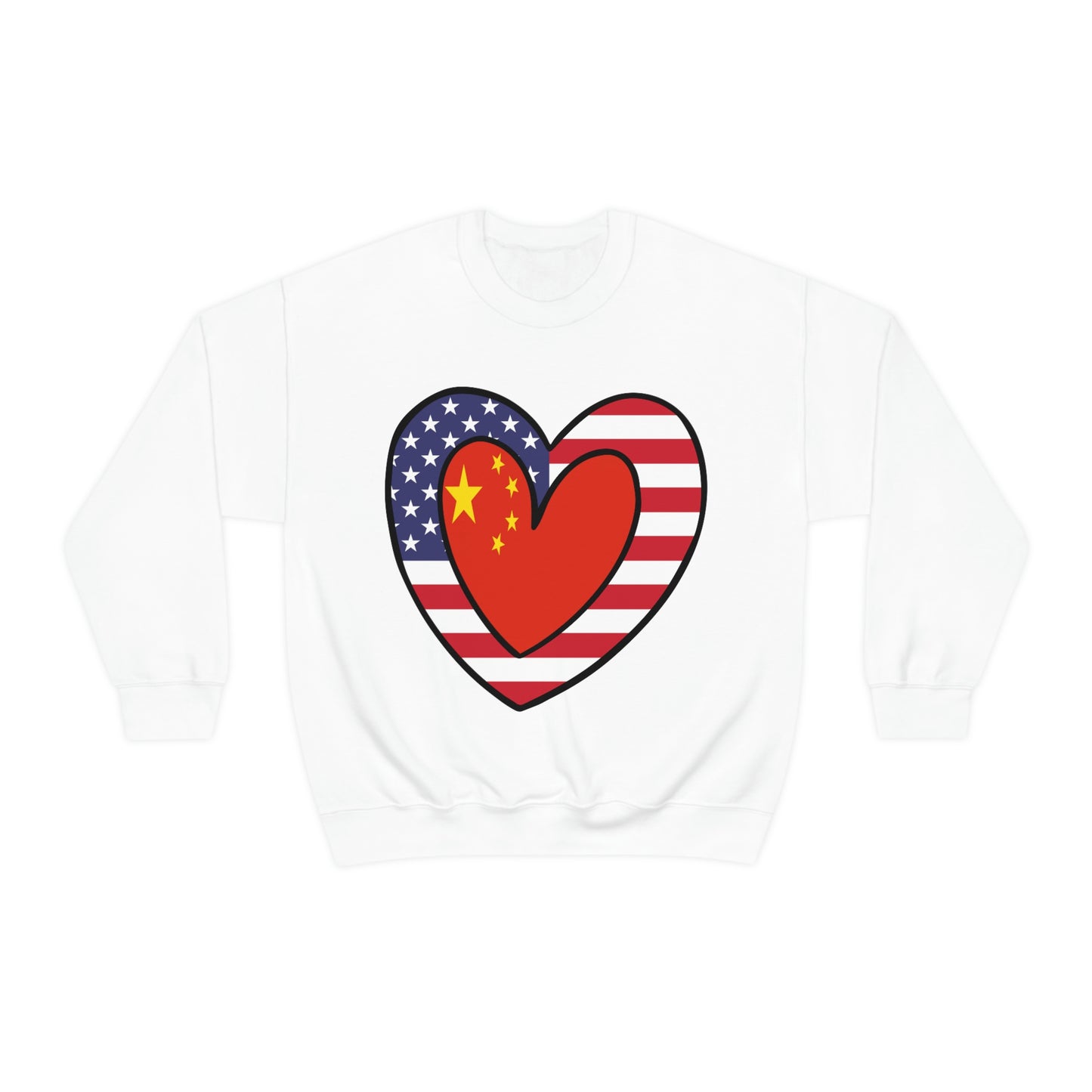 Chinese American Heart Valentines Day Gift Sweatshirt | Unisex China USA Flag