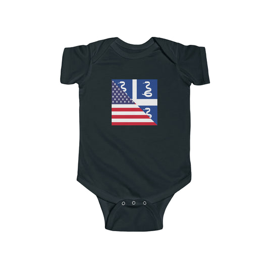 Martinique American Flag Half Martinician USA Baby Bodysuit | Newborn Boy Girl