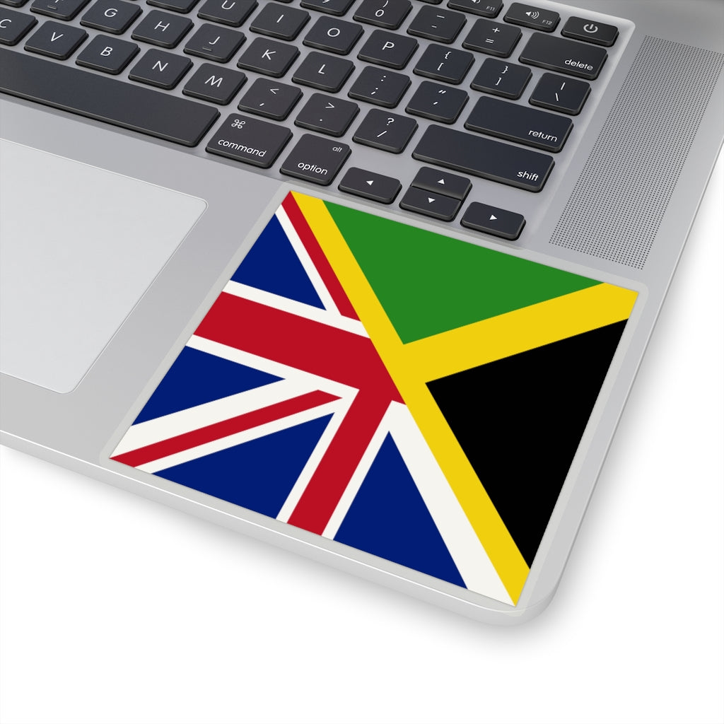 English Jamaican Flag Sticker | Half Jamaica English Flag Sticker