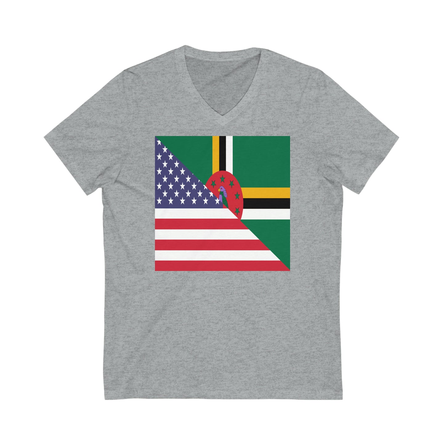 Dominican American Flag Dominica USA Half V-Neck T-Shirt | Unisex Vee Shirt