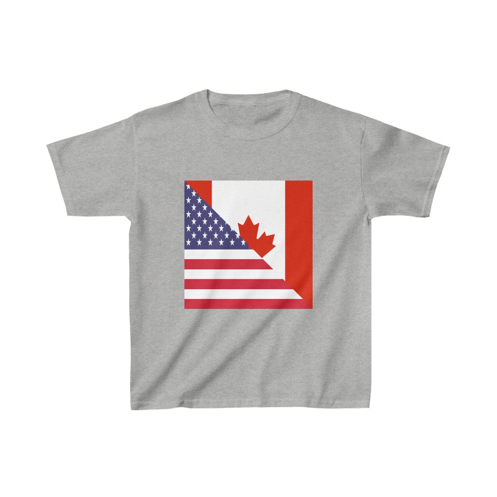 Kids Canadian American Flag Canada USA T-Shirt | Unisex Tee Shirt