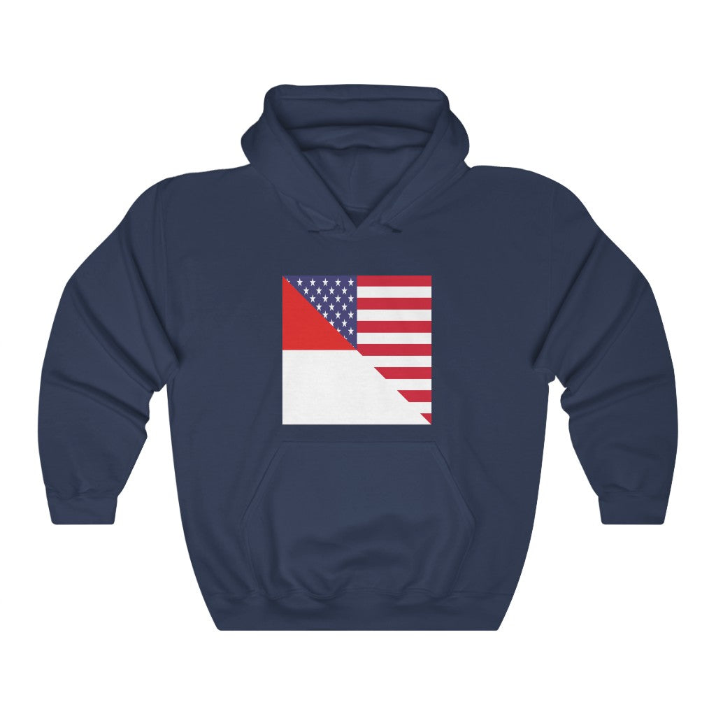 Indonesian American Flag Hoodie  | Unisex Half Indonesia USA Pullover