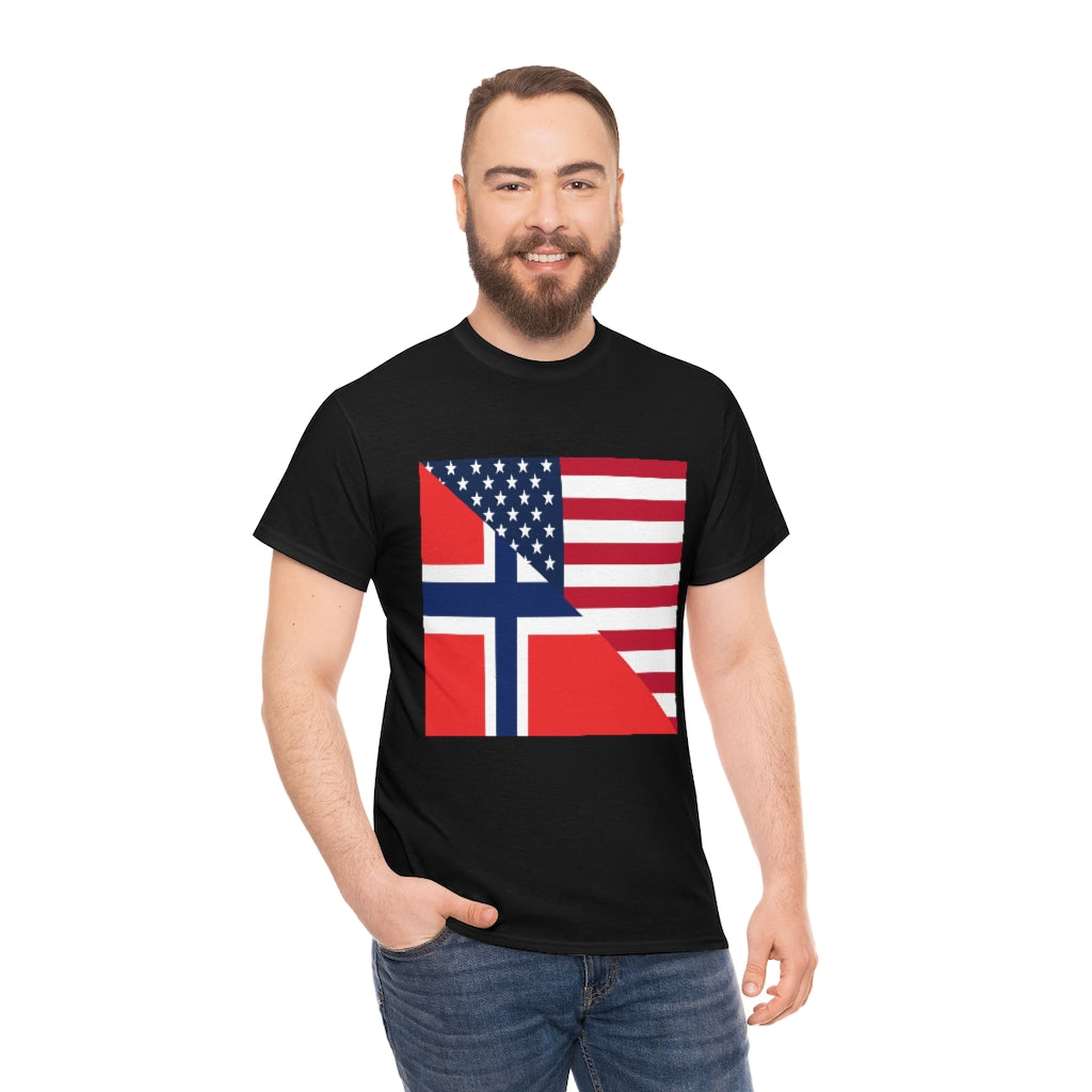 Norwegian American Flag Tee Shirt | Unisex Norway USA Tshirt