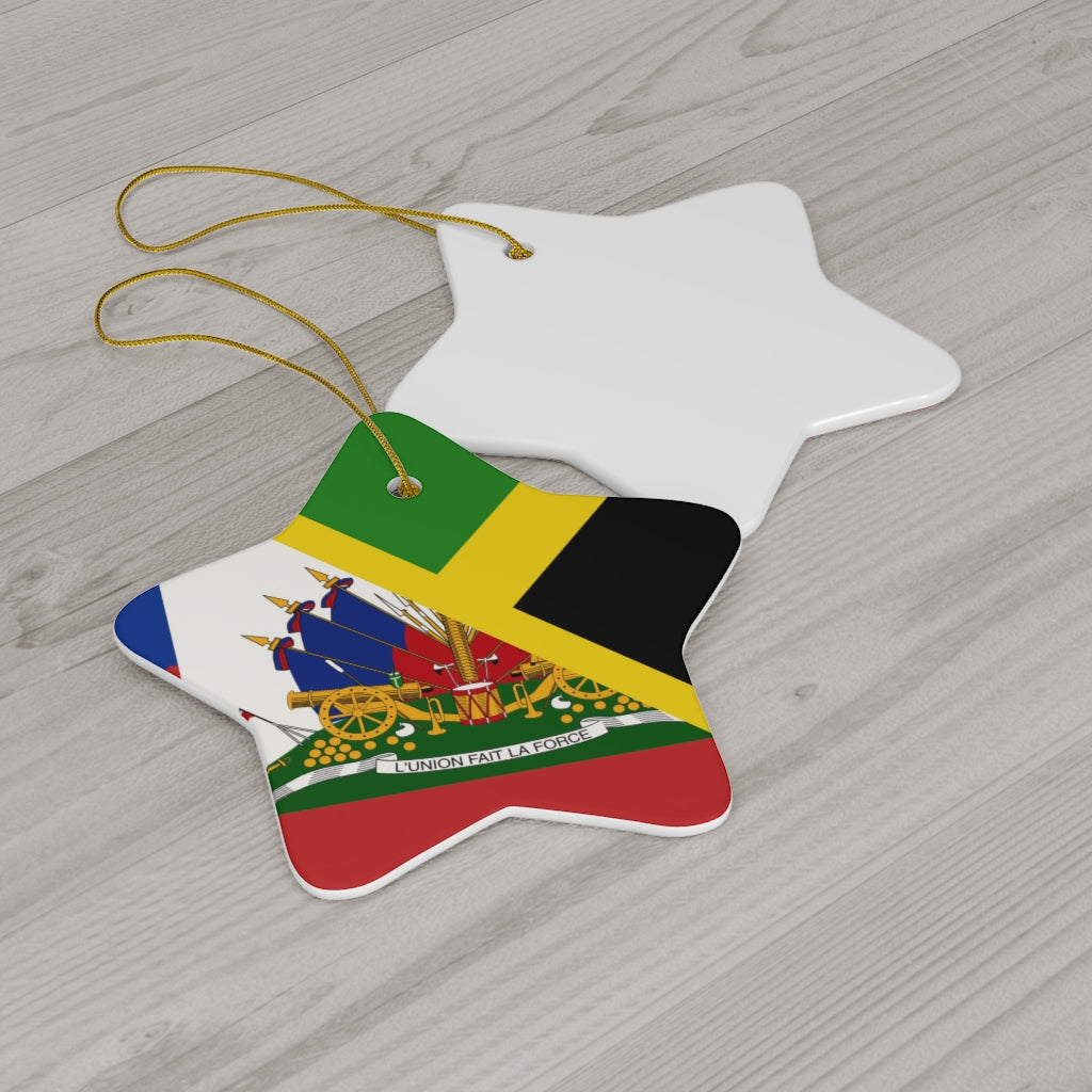 Haitian Jamaican Flag Ceramic Ornaments | Jamaica Haiti Christmas Tree