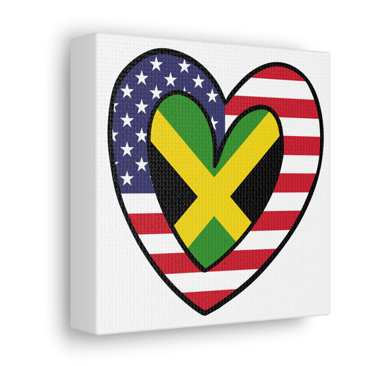 American Jamaican Flag Inner Heart USA Jamaica Canvas Gallery Wraps | Wall Art