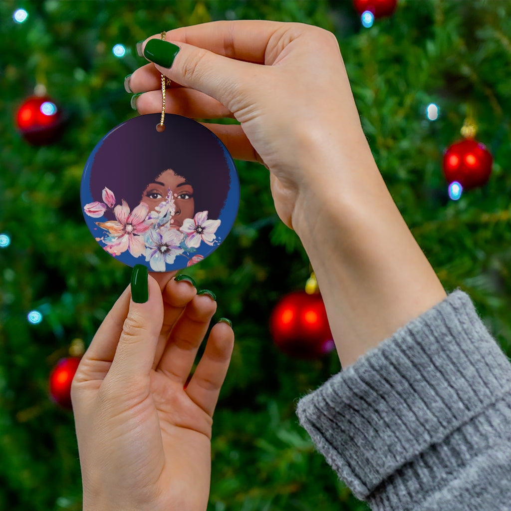 Floral Face | Black Woman Flower Face Ceramic Ornaments